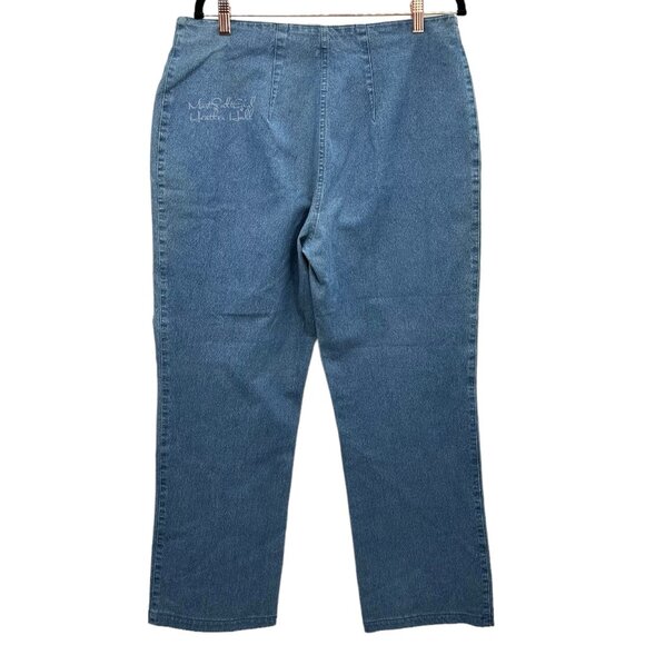 Vanilla High Rise Button Zip Pockets Pleated Medium Wash Denim Jeans 32 - Picture 4 of 5